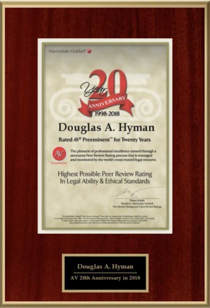 Rated AV Preeminent for 20 Years Award Rated AV Preeminent for 20 Years Award